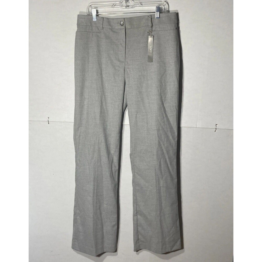 ANN TAYLOR LOFT Curvy Trouser gray herringbone straight leg pants 12T